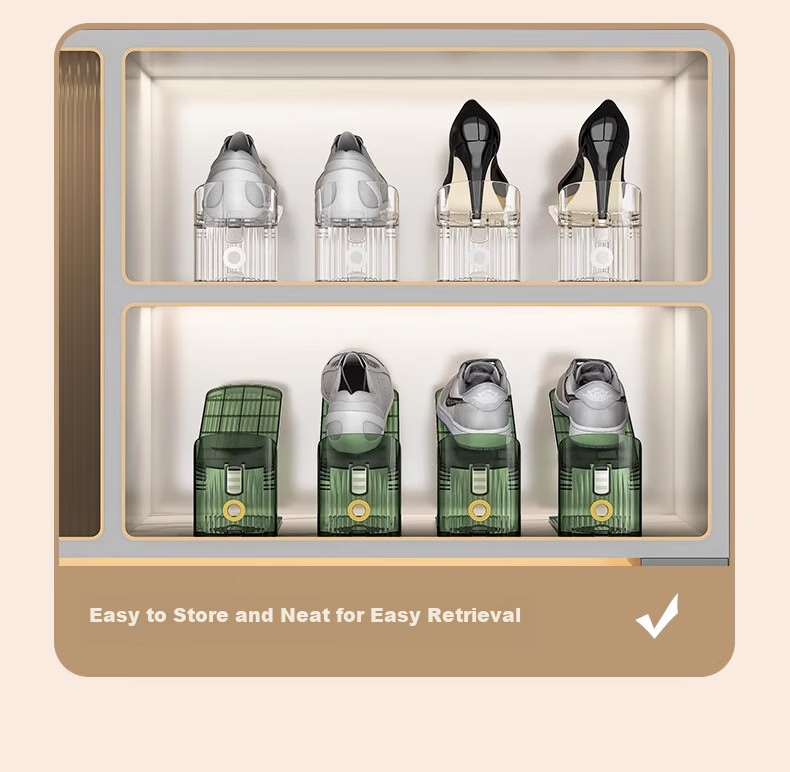 Jiadu Shoe Storage Organizer [Set of 2], Transparent Shoe Box, Shoe Cabinet Storage Box, Double-Layer Shoe Rack, Foldable Shoe Shelf 7