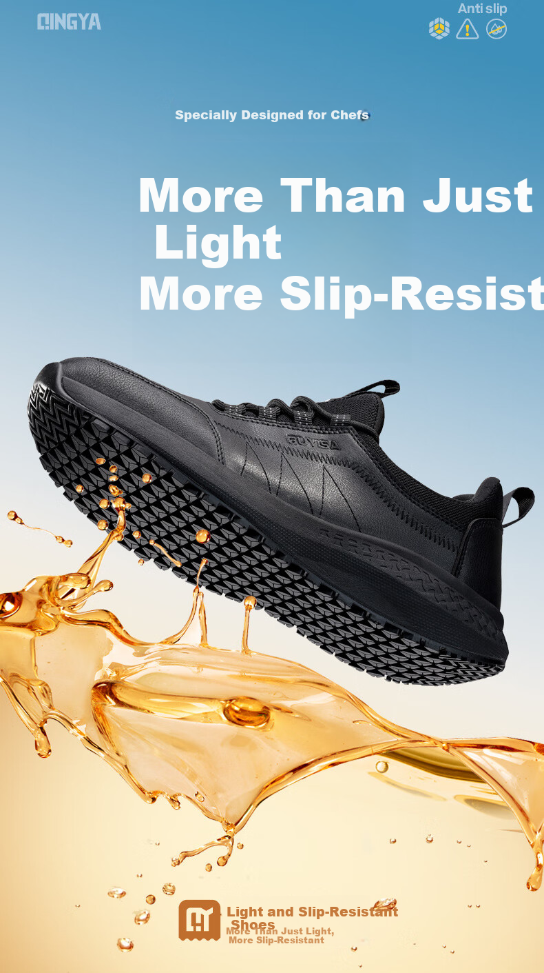 Qingya Chef Shoes, Kitchen Shoes, Non-Slip, Waterproof, Oil-Resistant, Odor-Resistant, Wear-Resistant, Specialized Work Kitchen Shoes for Men, C002, Size 40 3