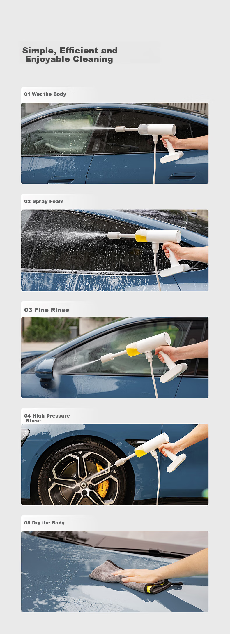 Mijia Xiaomi Wireless Car Washer, Multi-Functional Household Lithium Battery High-Pressure Car Washing Electric Water Gun, Portable Car Washing Machine 11