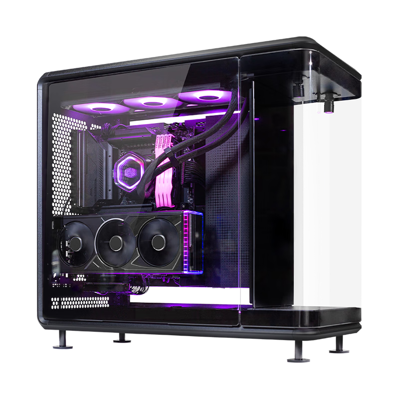 CoolerMaster MF360 Panoramic Seaview ATX Case / Triple Glass Panels / ARGB Spotlight Stage / Aluminum Frame / Vertical Airflow Design / Includes PCIe 5.0 Extension Cable