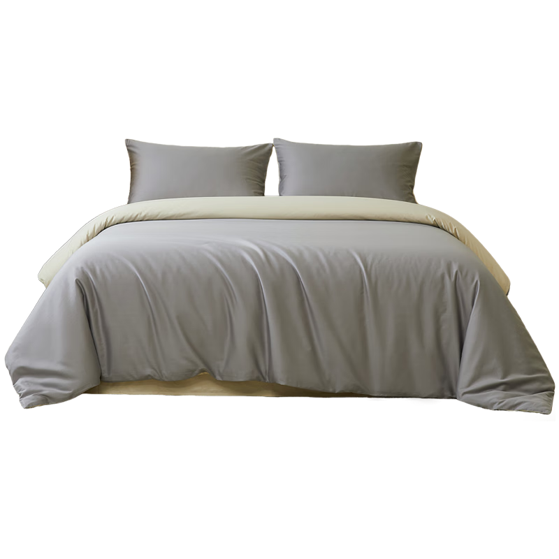 MIDO HOUSE Mingdu Four-Piece Set, Pure Cotton Bedding, 100% Cotton Fitted Sheet And Duvet Cover, Class A Yarn, 100-Count Lightweight Luxury High-End Feel Quilt Cover, 200x230cm, Gray