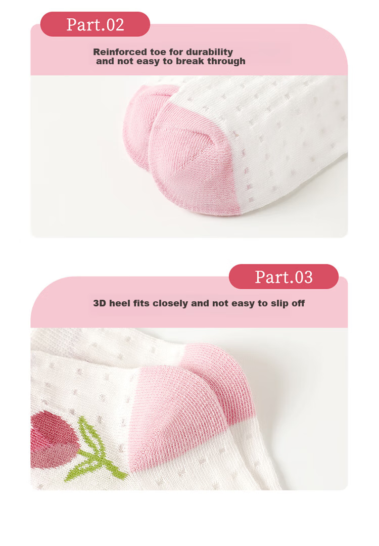 Bingxuemumian Children's Socks, Girls' Summer Thin Mesh Mid-Calf Cotton Socks, Big Kids Baby Shorts, Cute Princess Breathable Socks 6