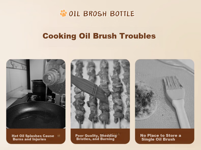 Bear Oil Brush Bottle, Silicone Oil Brush, All-In Bottle Brush, Pancake Brush, Oil Bottle, Seasoning Bottle, Outdoor Barbecue, 100mL 3
