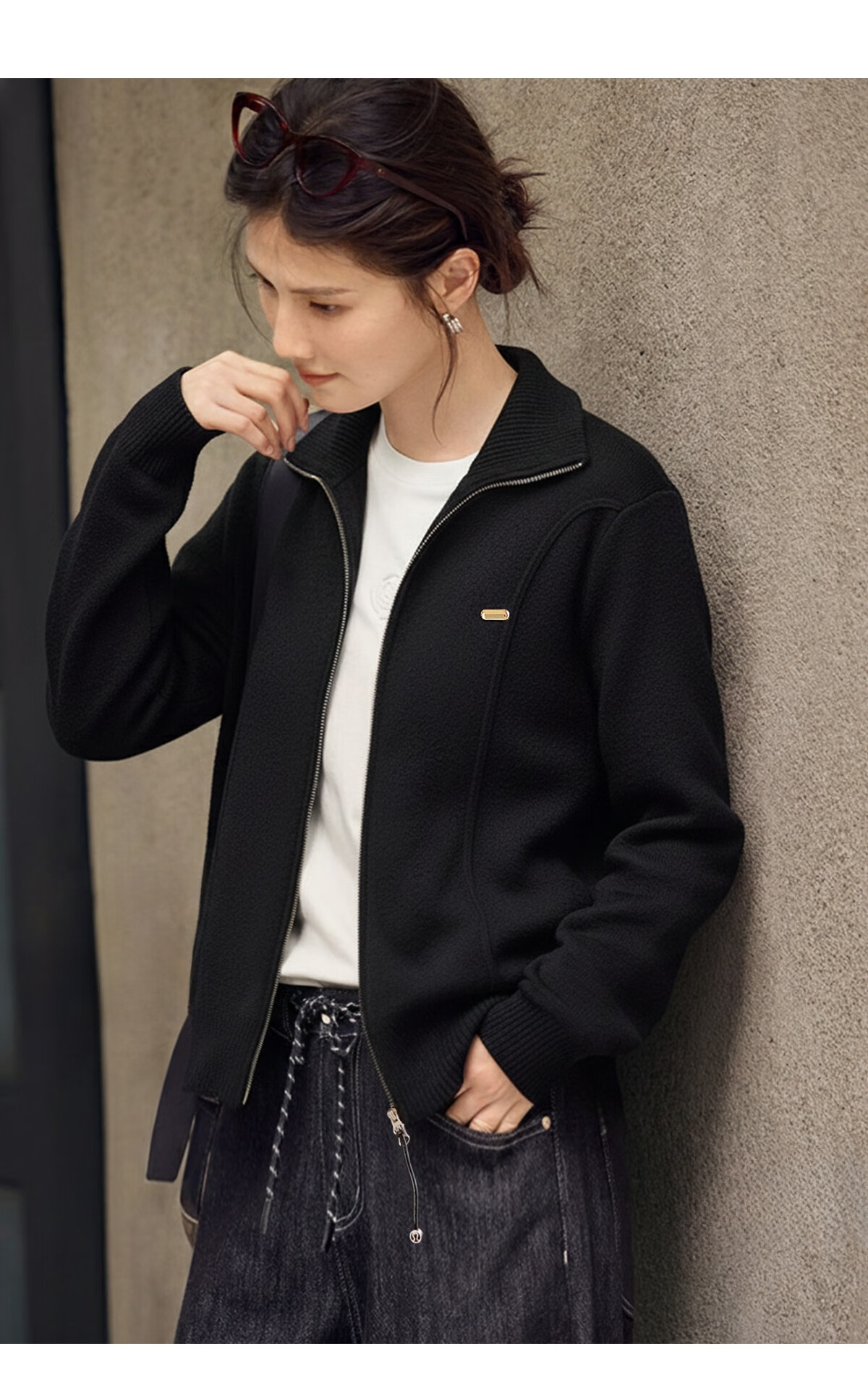 She Enjoy Women's Knitted Cardigan Stand Collar Zipper Sweater Jacket Casual Versatile Knit Outerwear T53Z092 4