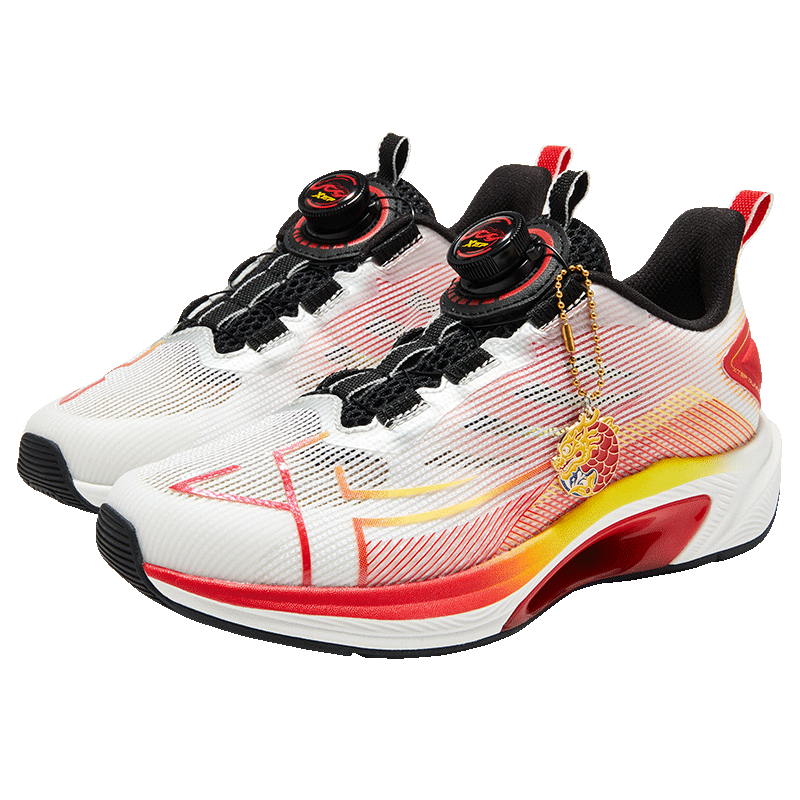 XTEP Kids Children's Shoes Daofeng 1.0 Boys' Cushioned Breathable Mesh Running Shoes Classic White/Champion Red Size 36