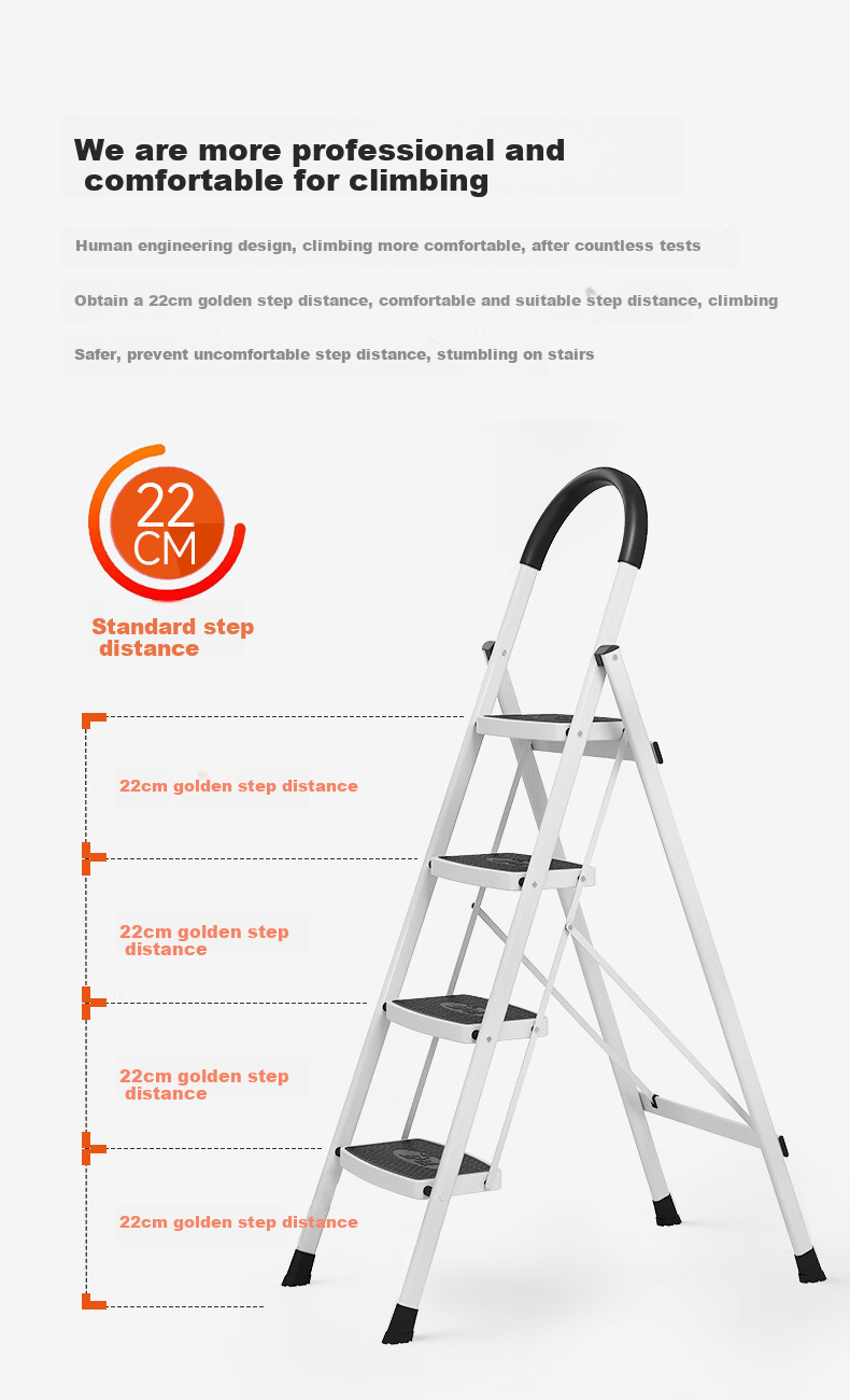 AOPENG Folding Ladder, Household Five-Step Ladder, Indoor Climbing Stairs, Single-Sided A-Frame Ladder, Handrail Ladder, Climbing Ladder, Engineering Ladder 3