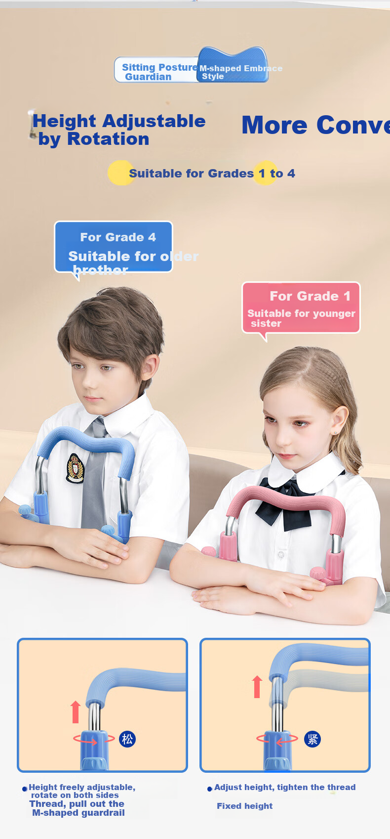 Maotaizi Posture Corrector, Anti-Lowering Head Writing Device, for Primary School Students, Protects Myopia, Prevents Hunchback, Improves Posture for Writing And Learning, Reading Aid Stand, Blue 8