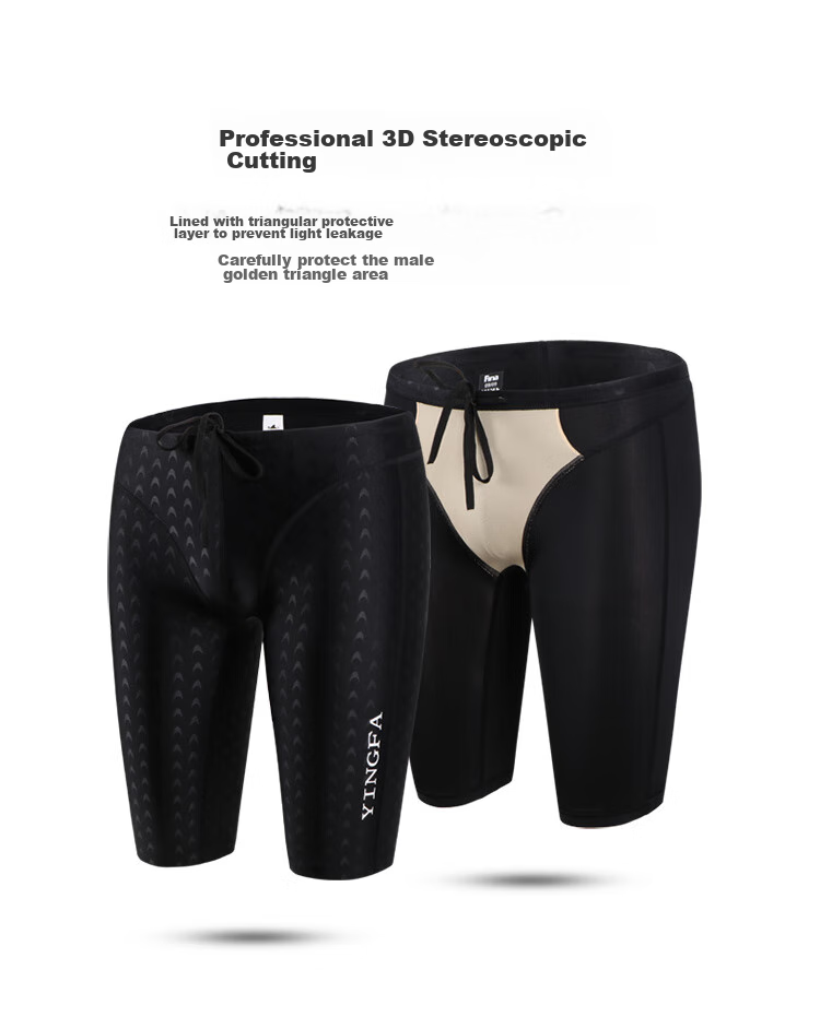 YINGFA Racing Swim Trunks for Men, FINA Certified International Swimming Federation Competition Training Shark Skin Imitation Swim Shorts, Black 4