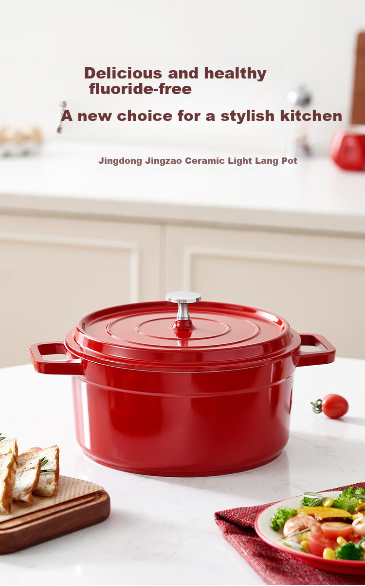 JD Original Ceramic Enamel Light Press Stew Pot for Porridge And Noodles, Compatible with Induction Cooker, Housewarming Gift, 26cm Gradient Gree 1