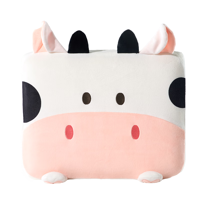 MINISO Cow Pattern Memory Foam Lumbar Support Pillow Soft Backrest Cushion for Sofa Office Birthday Gift