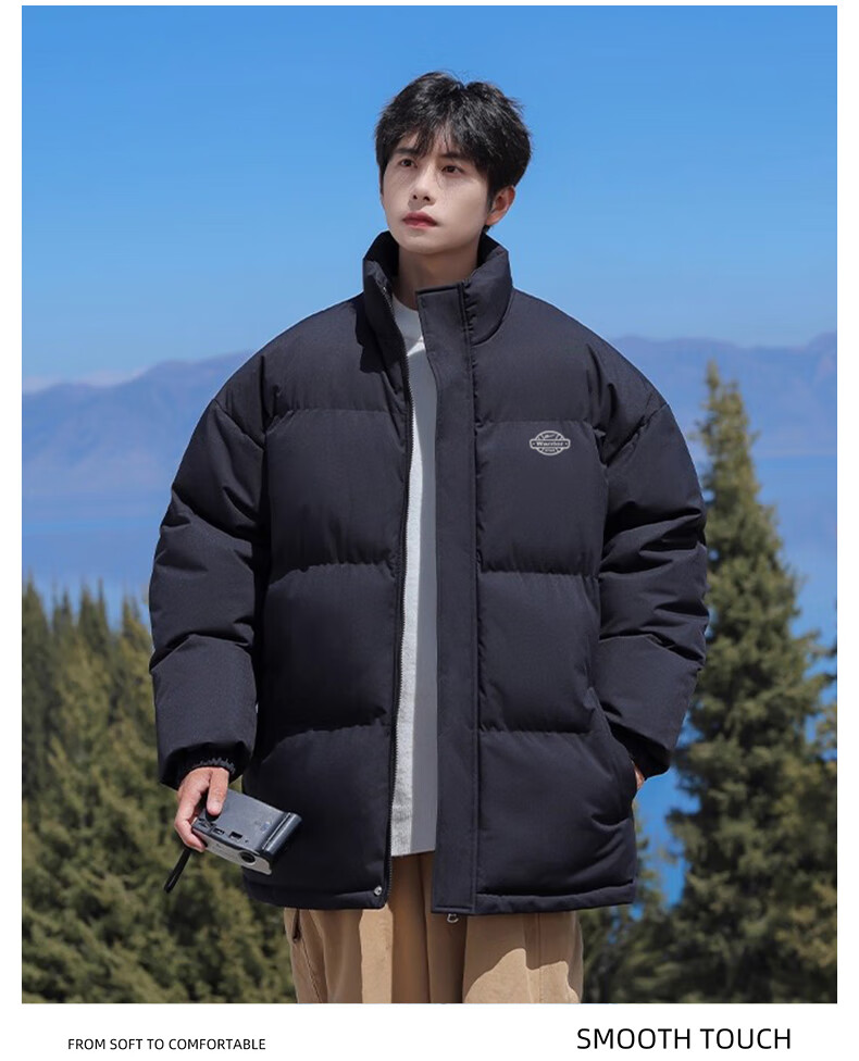 Warrior Men's Winter Cotton Padded Jacket, Stand Collar, Thickened, Cold-Resistant, Warm, Versatile Simple Men's Puffer Coat 6187 10