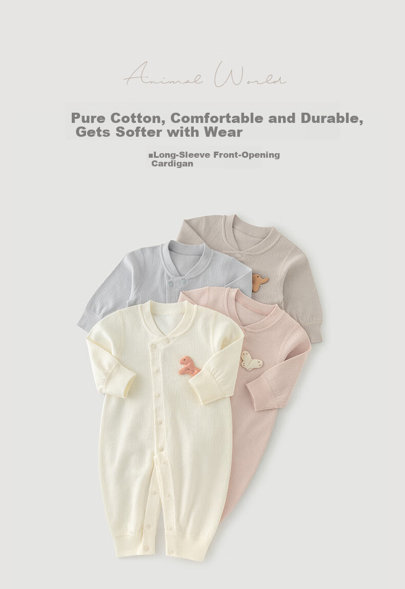 Guaiqixiong Infant And Toddler Long-Sleeve Bodysuit, Spring And Autumn Season, for Baby Boys And Girls, Pure Cotton Romper, Crawling Suit, Home Wear, Thin Style, Underwear 7