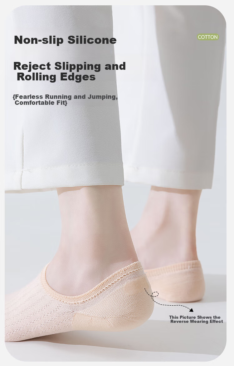 Hengyuanxiang [Pure Cotton 7A Antibacterial] Women's Socks, Summer Mesh Breathable Simple Anti-Slip Invisible Socks, White 10