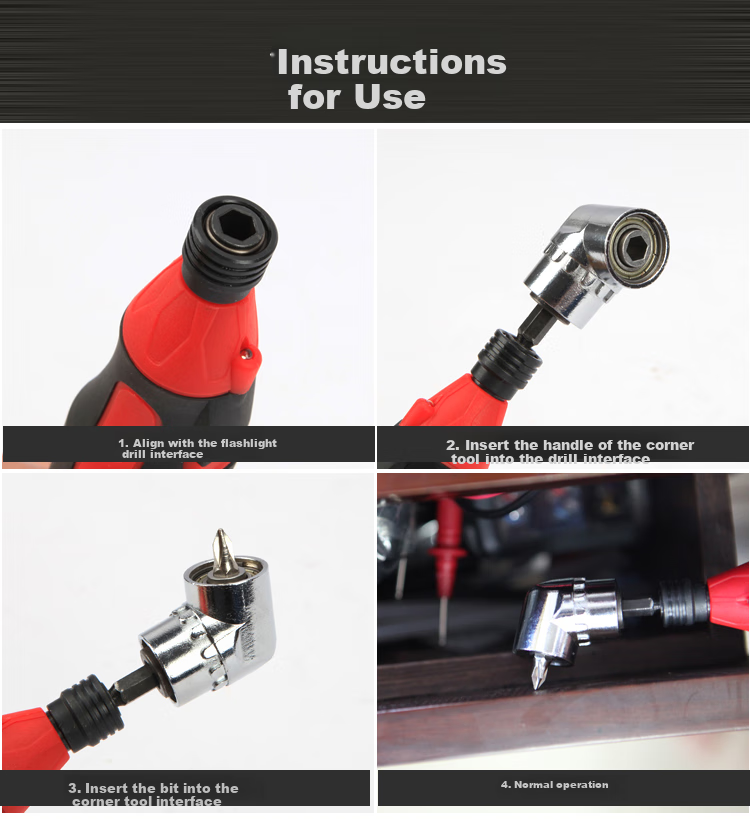 Kafuweier Long Straight-Headed Corner Bracket, Angle Converter Screwdriver, Electric Swivel Universal Right Angle 105 Degrees BS3684 6