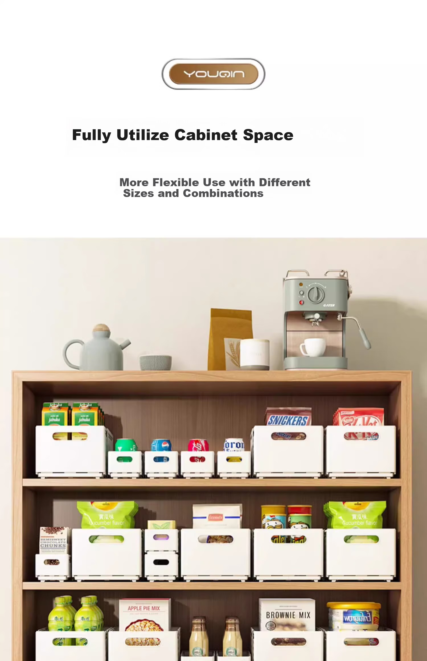 Jiadu Extendable Storage Box, Drawer-Style Desktop Snack Organizer, Kitchen Storage Container, Deep Cabinet Storage Box 7