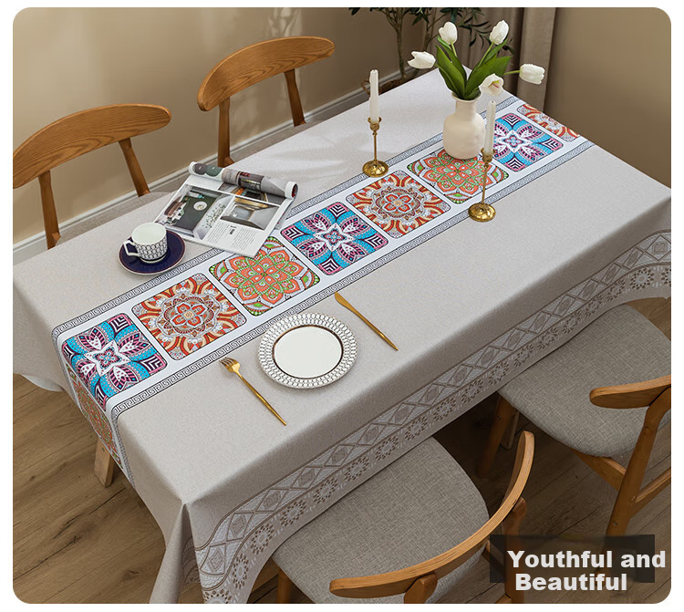 Ali Tablecloth, Table Mat, Waterproof And Oil-Proof, Washable, Heat-Resistant, PVC Tabletop, Rectangular, Green Plaid, 0.9*1.4 7