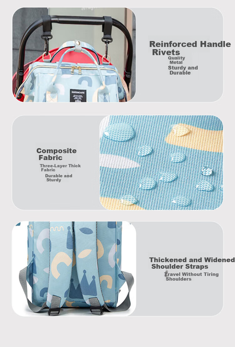 Aibao Shi Mommy Bag Multifunctional Large Capacity Maternity Backpack Lightweight Portable Work Mom Bag Off-White M419 12