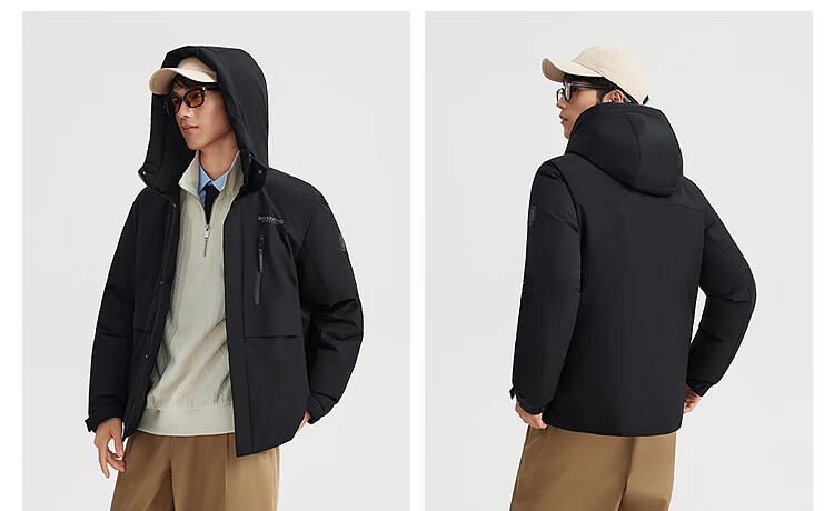 BOSIDENG 25 Years Men's Winter 90% Down Thickened Hooded Loose Short Casual Warm Jacket 3