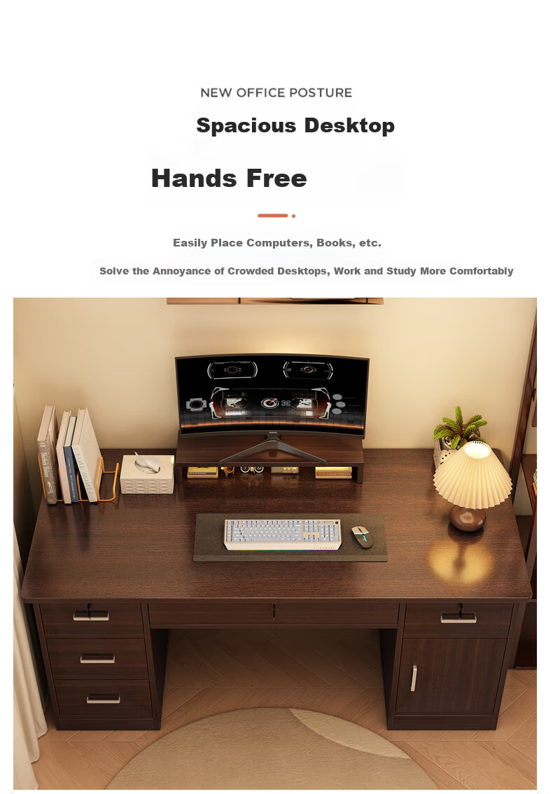 Xinyouliangjia Computer Desk, Desktop Office Desk, Home Writing And Study Desk, Adult Office Desk A095, 120cm with Five Drawers And One Door 3