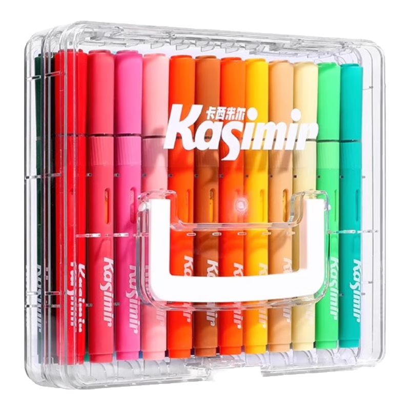 Kasimir 24-Color Direct Liquid Acrylic Markers with Soft Tips, for Primary School Students, Stackable Non-Transparent Watercolor Pens, Art Paint Brushes, Holiday Gift, Back-To Gift, Watercolor Pens