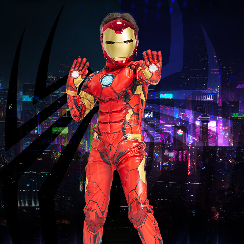 Disney Iron Man Cosplay Costume Boys Jumpsuit Set Christmas Kids Gift with Iron Man Mask 110 CM