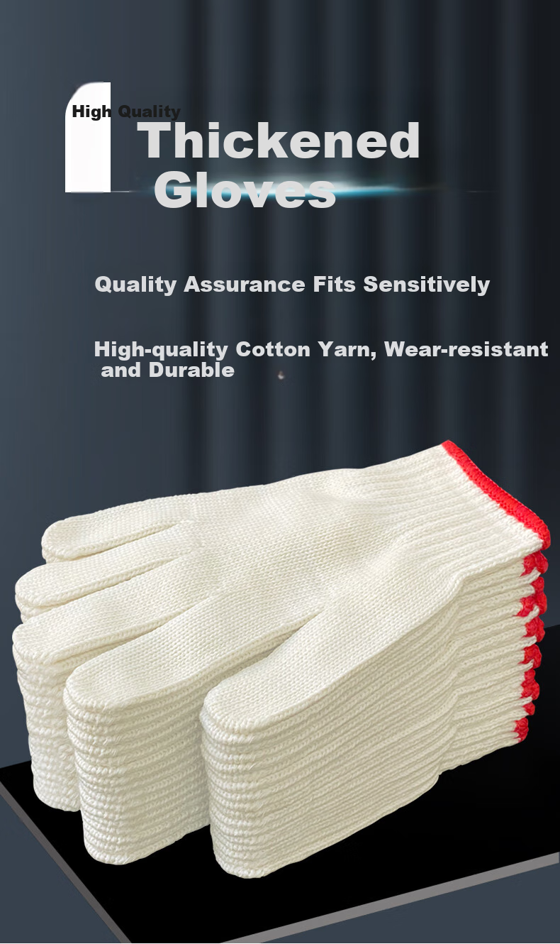 Shengfang Gloves, Labor Protection, Wear-Resistant, Work Anti-Slip, Thickened Cotton, White Cotton Yarn, Construction Site Gloves, 700G Thickened, 24 Pairs 1