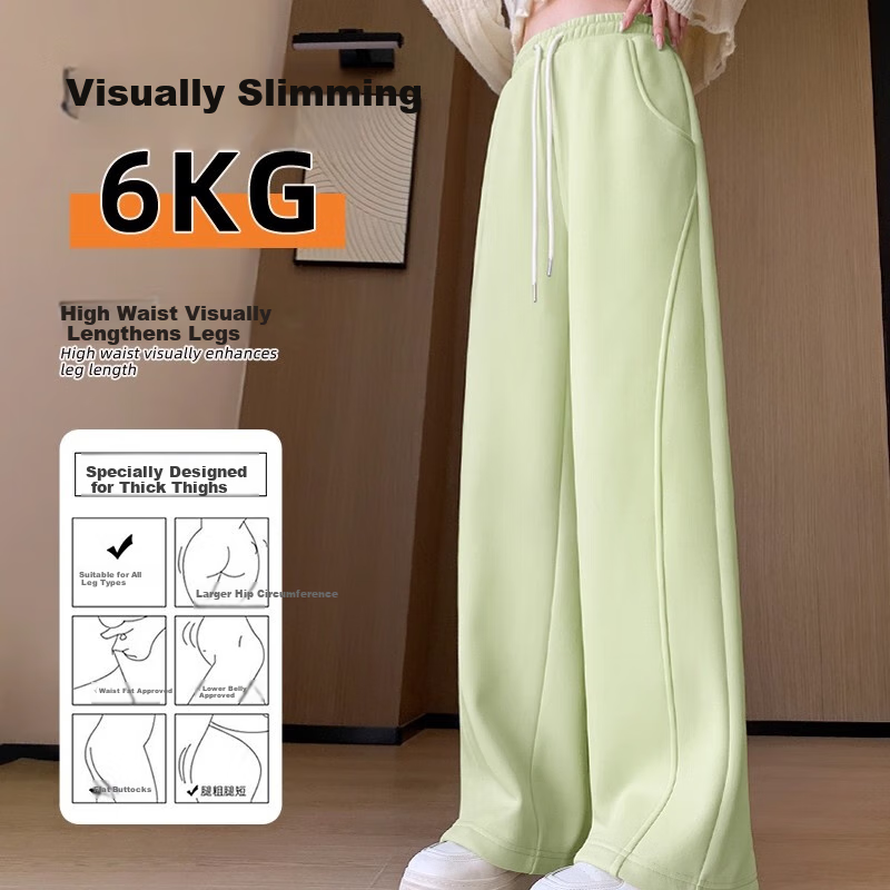 Huili Black Pants for Women, 2026 New Spring And Autumn Style, Loose-Fitting Sweatpants, Slimming Casual Pants, Wide-Leg Straight Trousers for Petite Figures