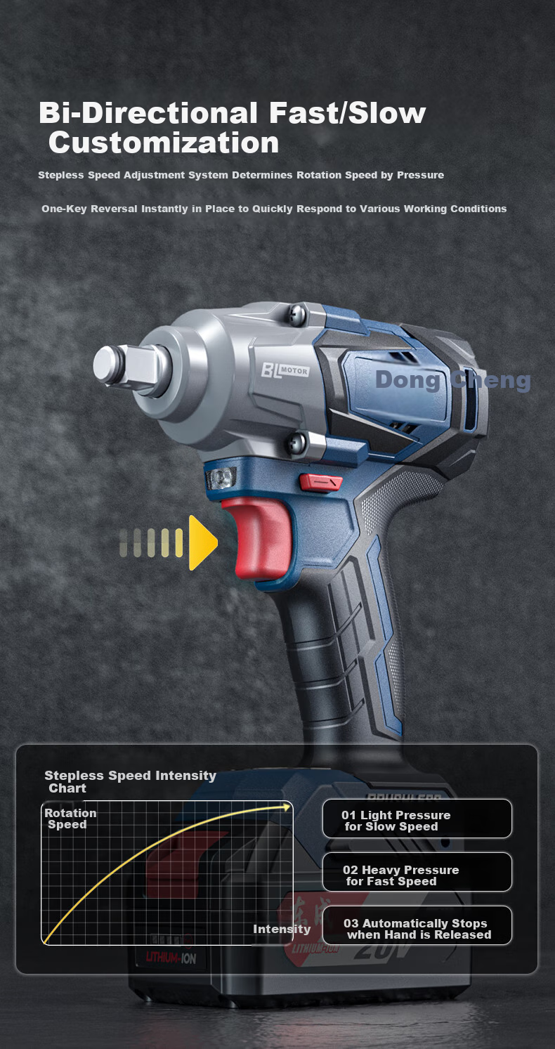 Dongcheng 20V Lithium-Ion Impact Wrench, Brushless Electric Wrench, DCPB02-18ME 8