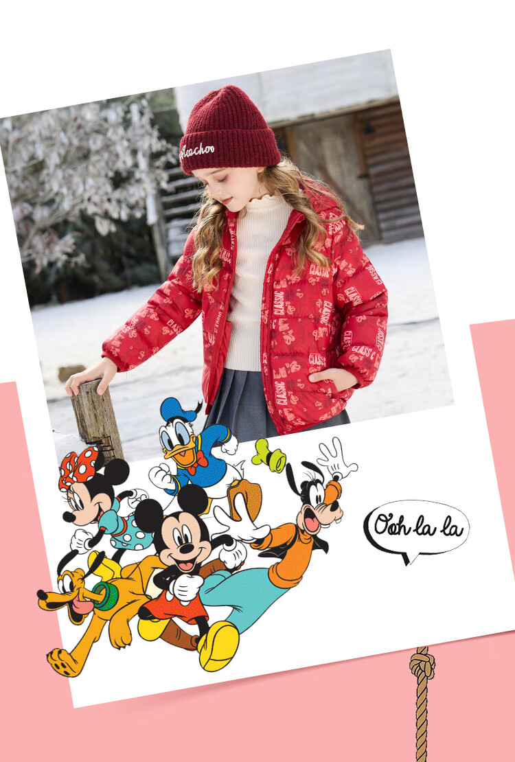 Disney Baby Kids Down Jacket 2026 New Red Lunar New Year Warm Autumn Winter Coat for Boys and Girls 7