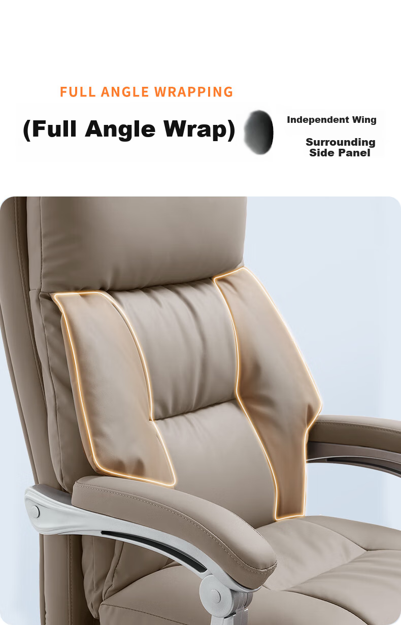 Guquan Ergonomic Office Chair, Genuine Leather Executive Chair, Reclining And Comfortable for Long Sitting, Boss Chair, Coffee Leather C570 1