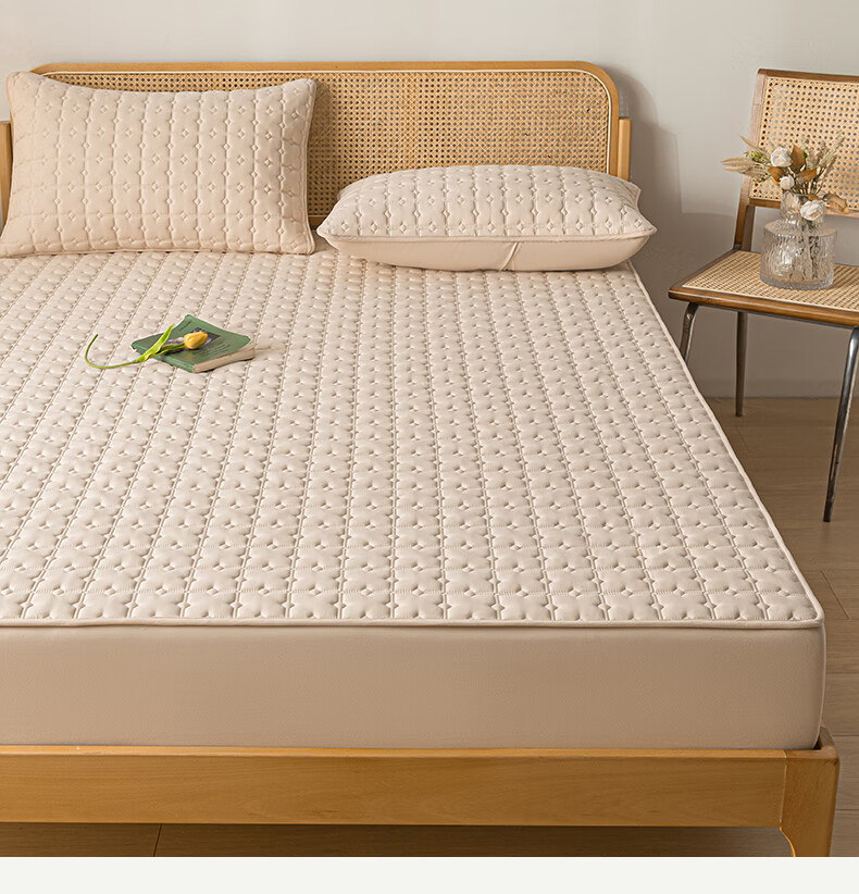 MUJI Class A Waterproof Quilted Cotton Mattress Protector 1.5x2m Khaki 5