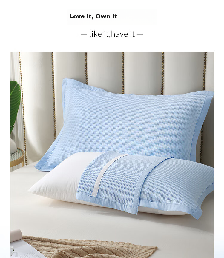 Zhuyibai Pure Cotton Waffle Pillowcase, 1 Pair, Gauze Breathable Sweat-Absorbing Adult Pillowcase, Extra Large Non-Slip Fixed, Gray 4