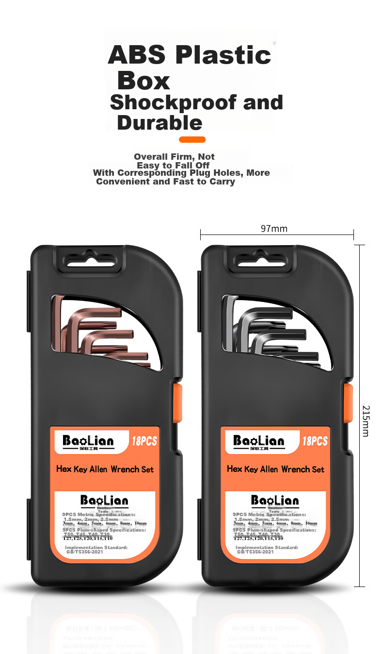 Baolian Hex Key Set, Internal Hexagon, Hexagonal Wrench, Extended Hexagon, Metric Screwdriver Tool 11