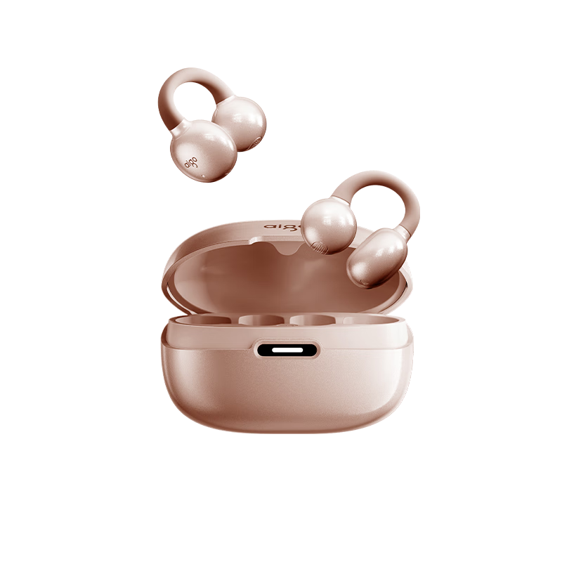 Aigo CA05Plus Champagne Gold Bluetooth Clip-On Bone Conduction Wireless Noise-Cancelling In-Ear-Free Headphones