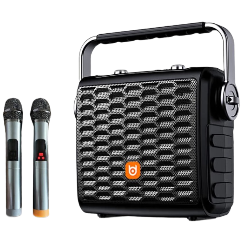 Beide Speaker, Square Dance Sound System for Home Karaoke, Wireless Bluetooth Portable Outdoor Performance Mobile Outdoor Commercial Performance Small Speaker, Black 6-Inch, Dual Microphones