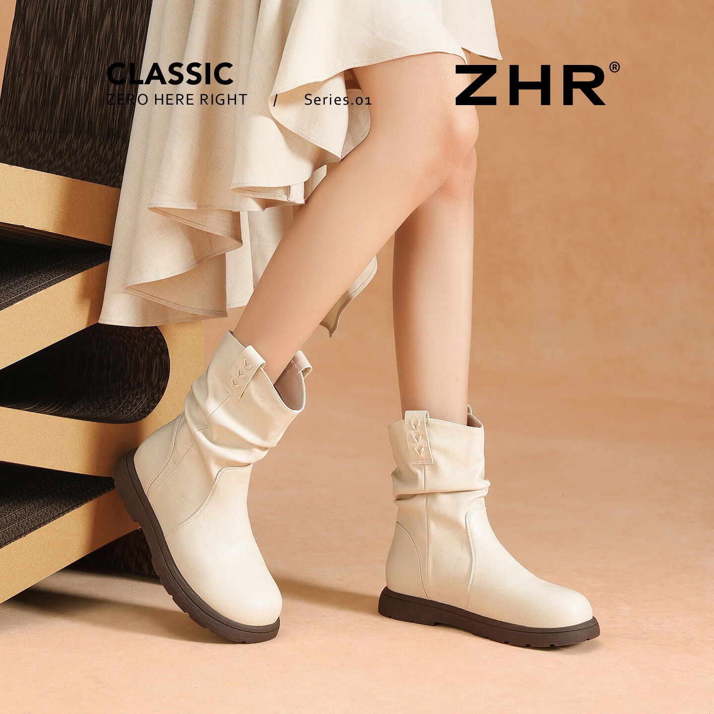 ZHR Women's Thick-Soled Ankle Boots 2025 New Winter Flat Plush Thickened Northeast Martin Boots Fashionable Short Boots
