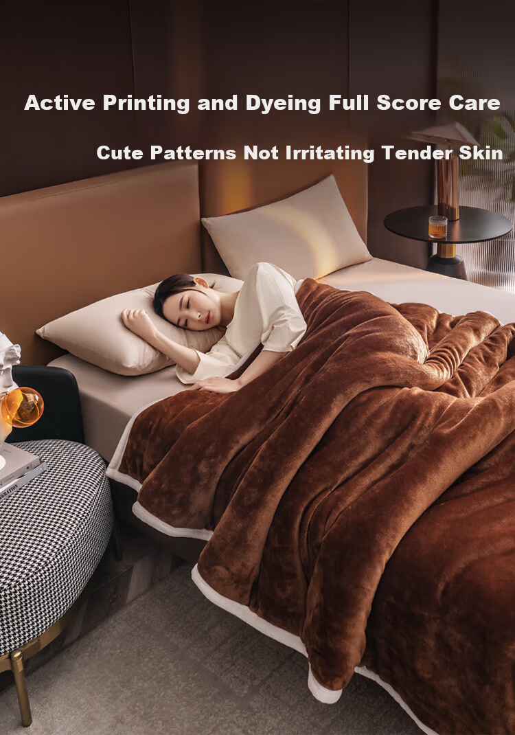 JD Original Chocolate Blanket, 2100g Three-Layer Thickened Double-Sided Double-Color Flannel Baby Fleece Blanket, 1.5x2m 1