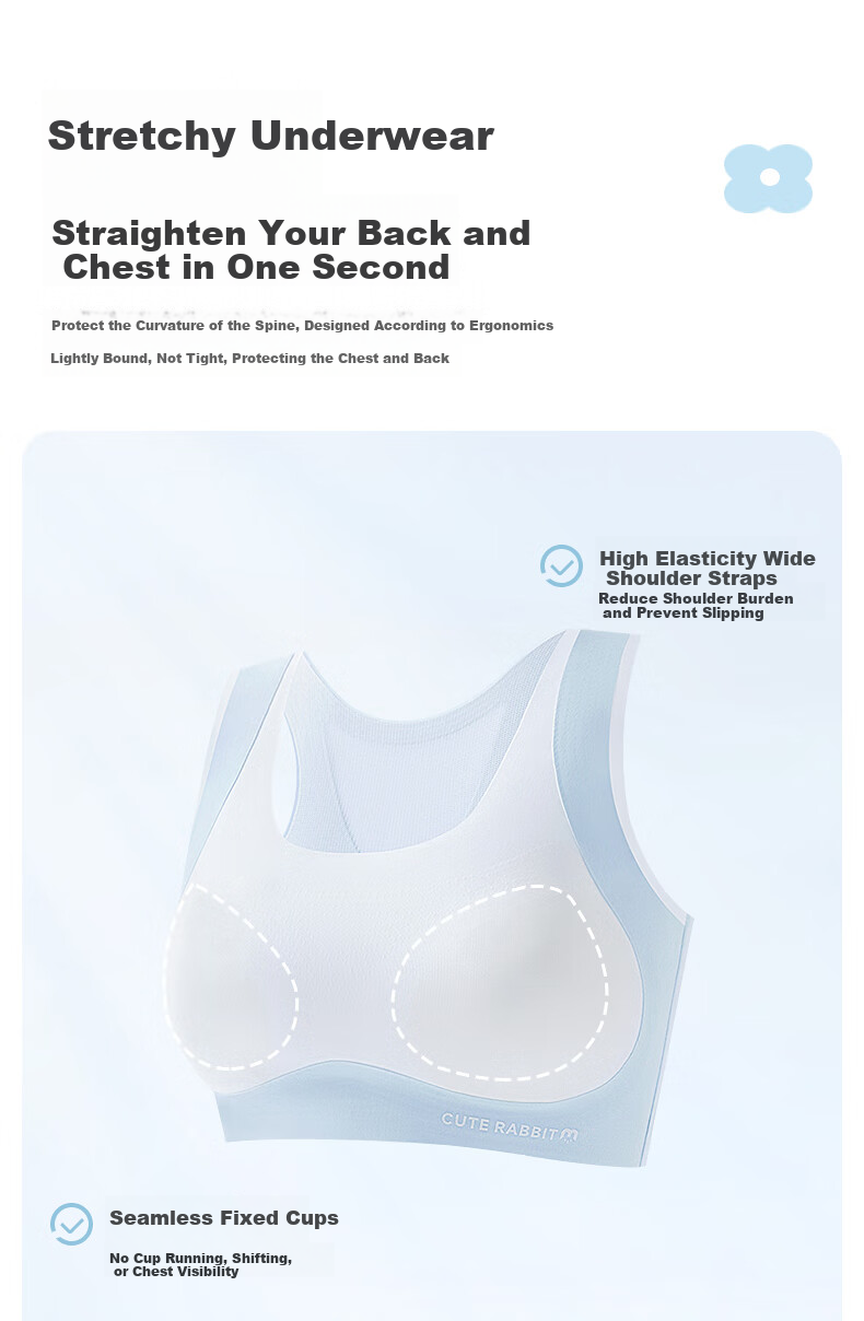 Meishianxuan 【2-Pack】Girls' Sports Anti-Shock Seamless Thin Vest for Junior and Senior High School Students in Development Stage 4