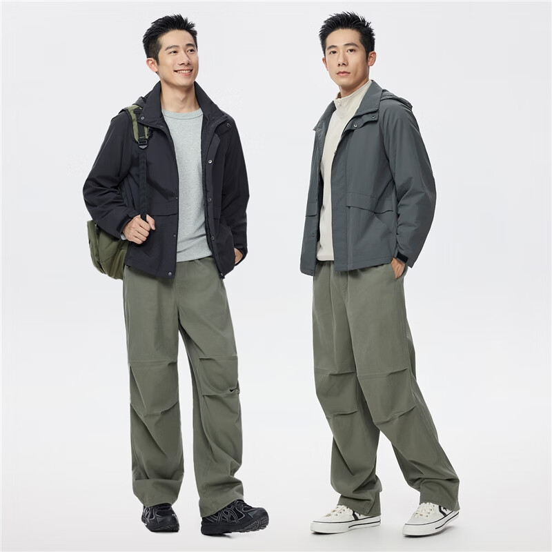 Giordano Lightweight Windproof Jacket Men Autumn Winter Mesh Raglan Sleeve Hooded Windbreaker 13075130