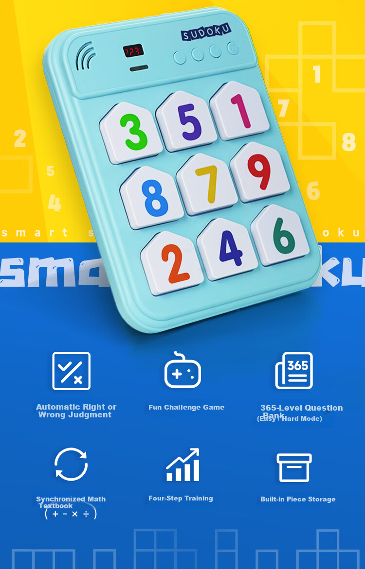 Manfenxiaoxueba Sudoku Ladder Training Machine, Mathematical Logic Thinking Learning Machine, Nine-Grid Digital Chessboard, Children's Educational Toy 2