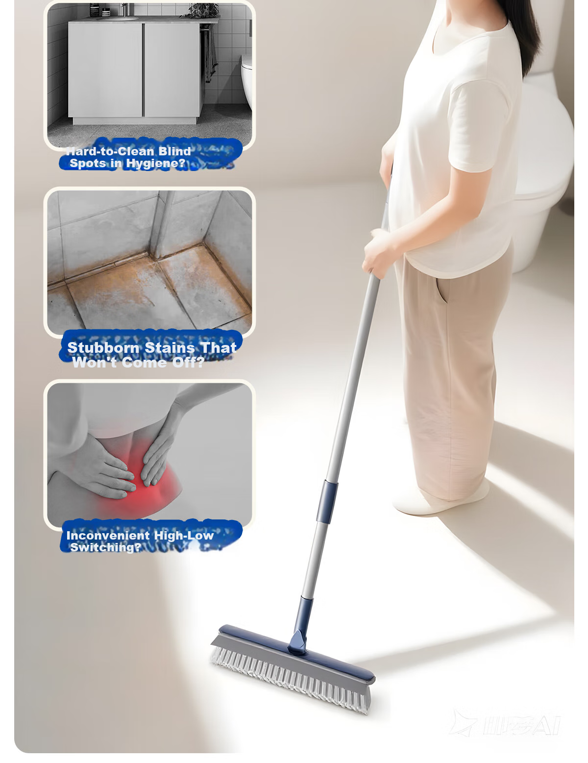 Sulida Multi-Purpose Cleaning Brush for Bathroom, Toilet, Floor, Gaps, Tiles And Walls - No Dead Angles, Cleaning Tool 2