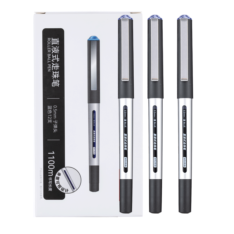 JD Jingdong Jingzao Direct Liquid Rollerball Pen Blue 0.5mm 12pcs Signature Pen Water-based Quick-dry Office Student Exam Bullet Tip JD1058