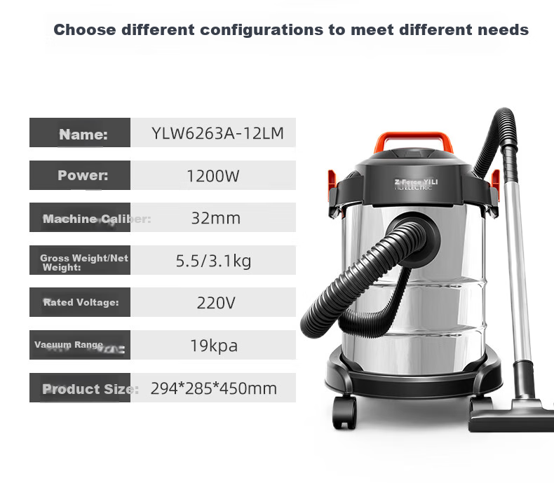 Yili Vacuum Cleaner, Car And Home Use, Handheld Canister Type, 22000pa Ultra-Strong Suction, Industrial Cleaning, Carpet And Bed Powerful Vacuum for Cat Hair Removal, Small Dust Removal Device, 6253-10L 15