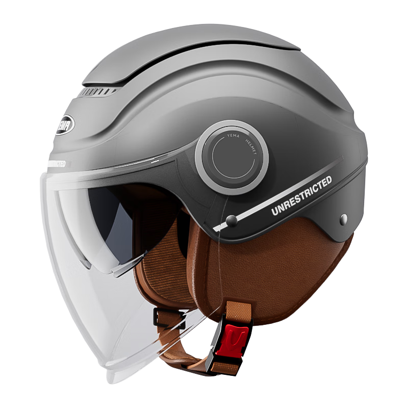 YEMA 3C Certified Electric Motorcycle Helmet Unisex Winter Frostproof Warm Anti-Fog Half Helmet Riding Scooter Safety Cap Four Seasons Universal 663S Titanium Gray