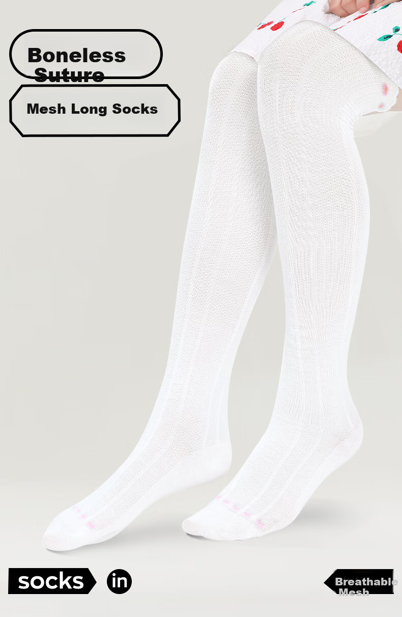 Barbie Children's Mid-Calf Socks, Girls' Thin Mesh Socks for Spring And Autumn, Baby Over-Knee High Socks, Half-Leg Socks 1