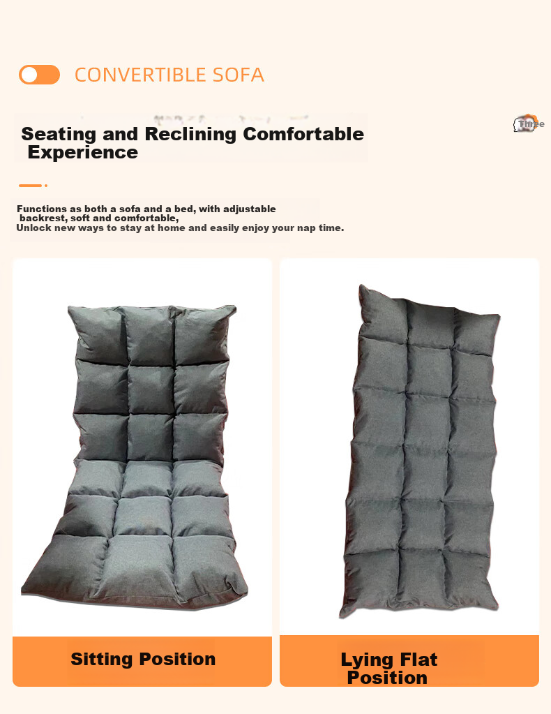 Shanshanmuyi Foldable Backrest Lazy Sofa Bed, Bedroom Fabric Sofa, Single Living Room Recliner, Bay Window Balcony Tatami 9