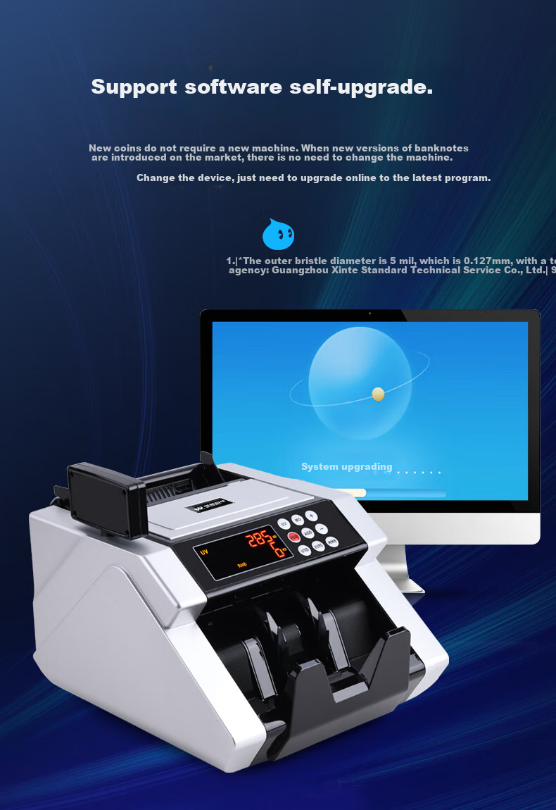 Weirong HK7088(C) Currency Counter, 2025 New Version Commercial Multi-Country Currency Small Class C Egyptian Pound, Euro, Renminbi New Currency, US Dollar American Verify Counterfeit Money Machine 5