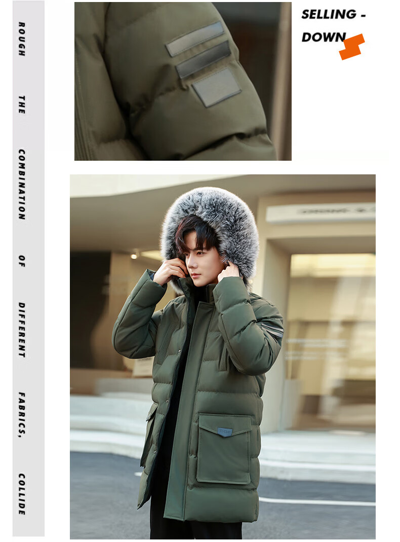 PLAYBOY Cotton Coat, Winter Mid-Length Style, Thickened Warm Padded Jacket, Plus Size Outerwear, Black, 5XL 12