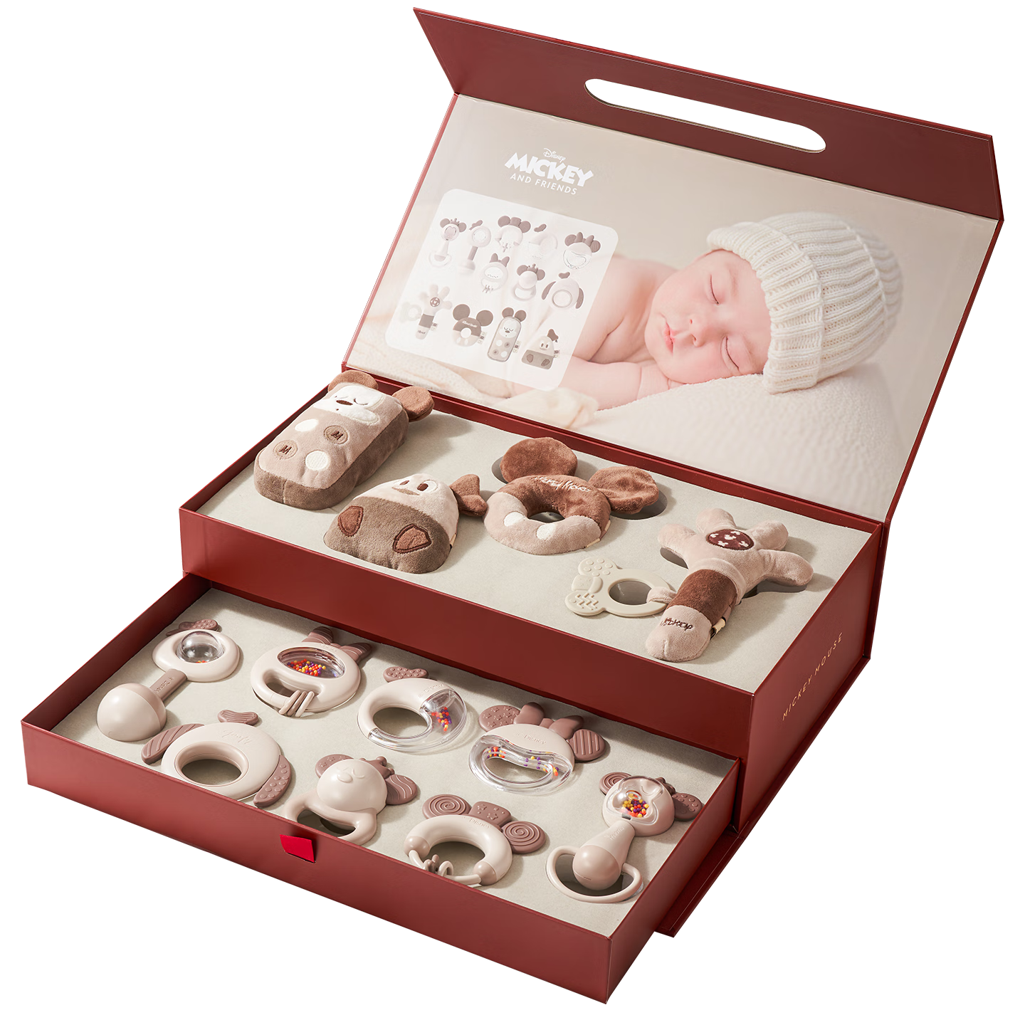 Disney Baby First Birthday Gift Newborn Welcome Gift Box Practical Baby Rattle 0-1 Year Teething Soothing Toy