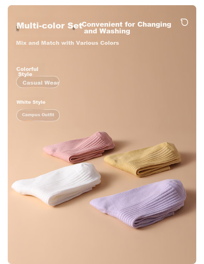 Hodo Children's Socks for Boys And Girls, All-Season Sports Cotton Socks, Breathable And Sweat-Absorbing Mid-Calf Socks W5007 Combination 5 20-22cm 4